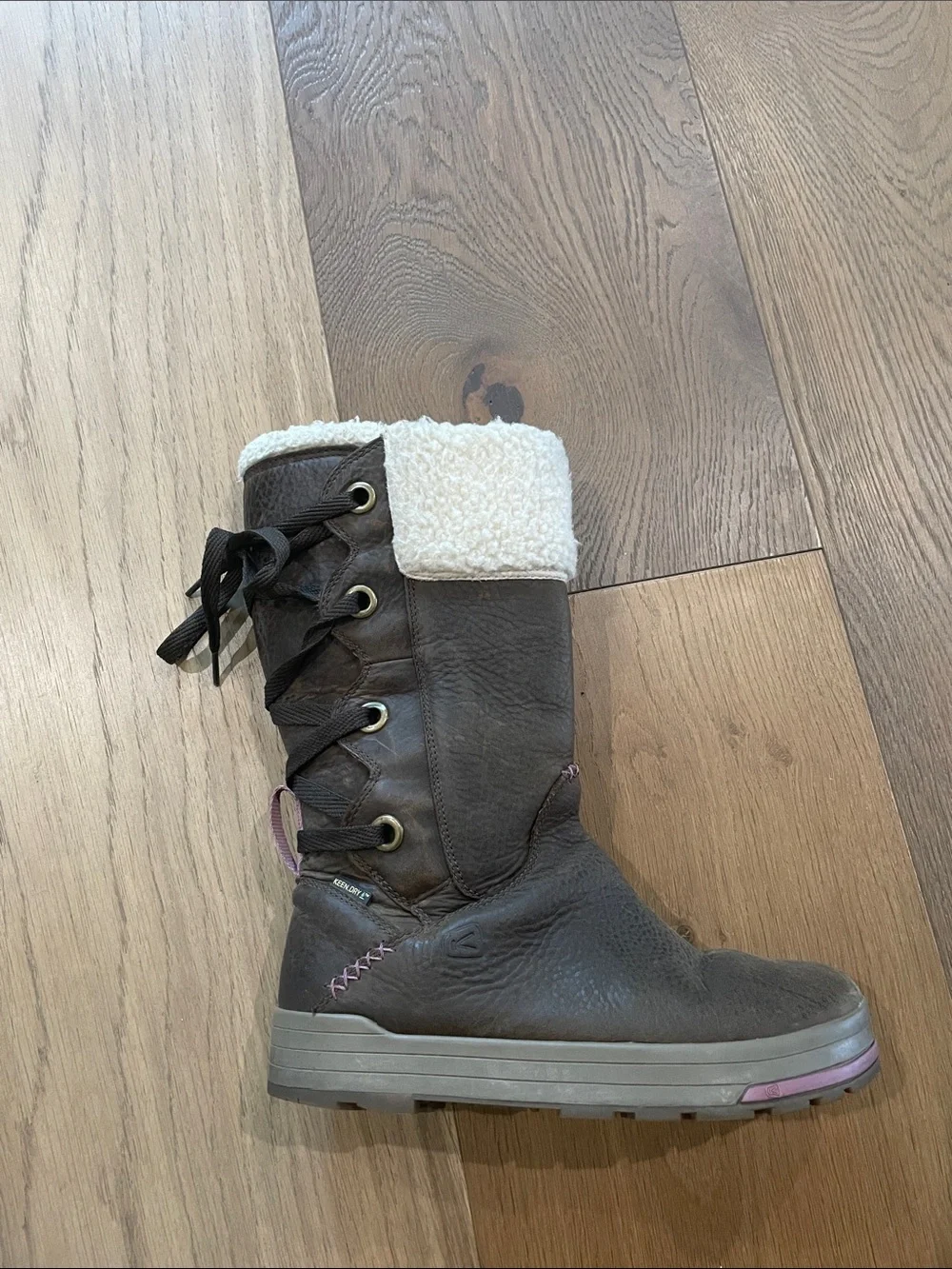 KEEN Women's Snowmass Brown Leather Winter Snow Boots Size 6.5